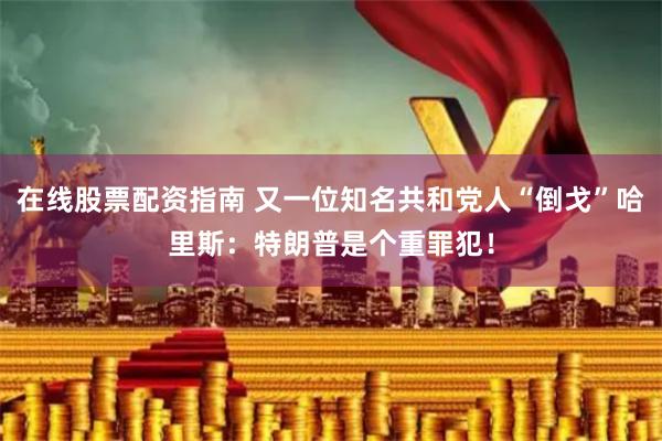 在线股票配资指南 又一位知名共和党人“倒戈”哈里斯：特朗普是个重罪犯！