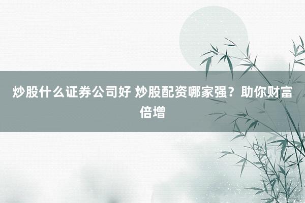 炒股什么证券公司好 炒股配资哪家强？助你财富倍增