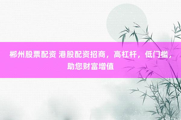郴州股票配资 港股配资招商，高杠杆，低门槛，助您财富增值